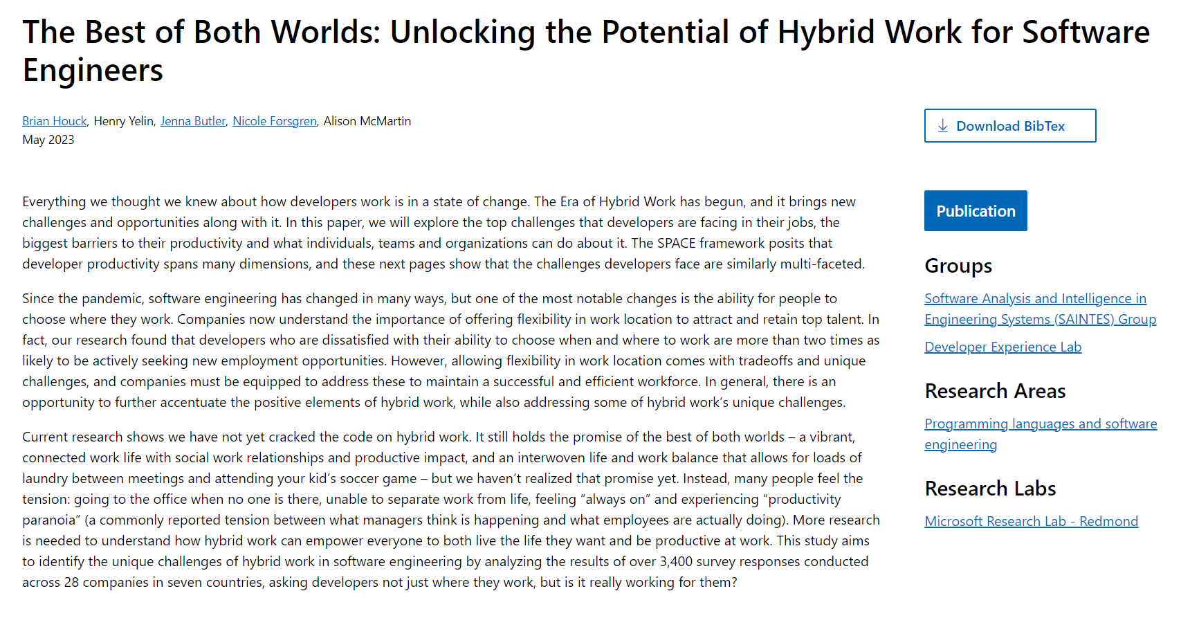 The Best of Both Worlds: Unlocking the Potential of Hybrid Work for Software Engineers